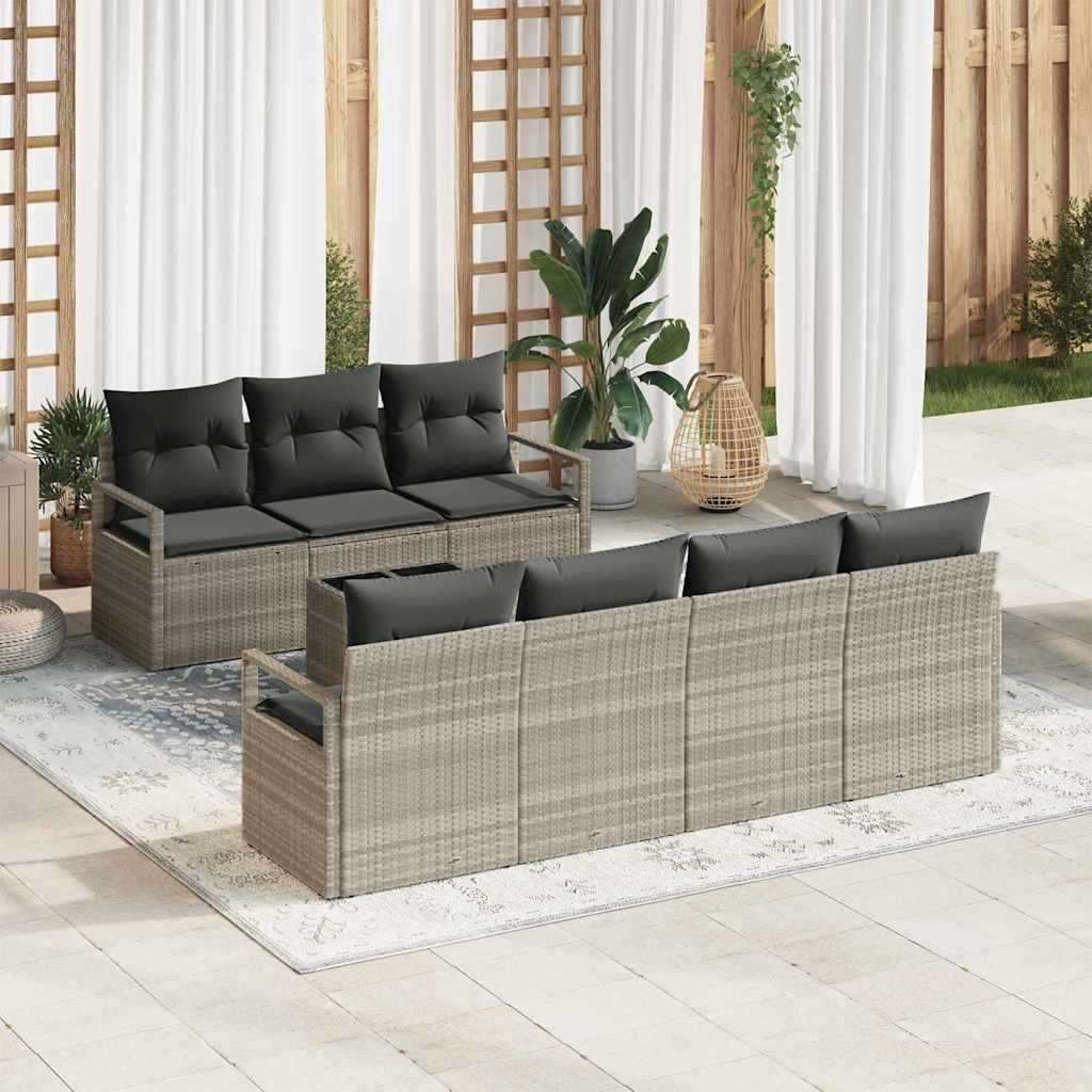 Garten-Sofa-Set mit Kissen 8 pcs Hellgrau und Dunkelgrau